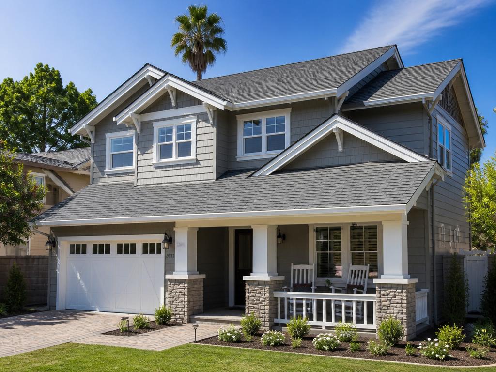 Architectural shingle roof on a modern craftsman home